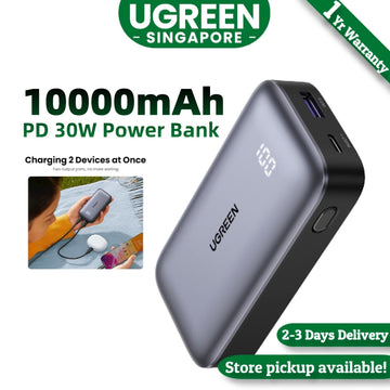 UGREEN 25185 PB502 10000mAh PD 30W Power Bank USB Type C Portable Charger Compatible for iPhone Samsung Pixel iPad-Grey