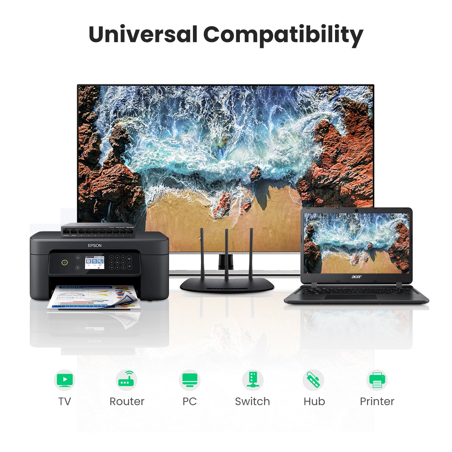 UGREEN RJ45 Cat 8 Cat7 Cat6 Cat5 RJ45 Female Connector Ethernet Adapter Lan Network Extender Extension Cable for Ethernet Cable