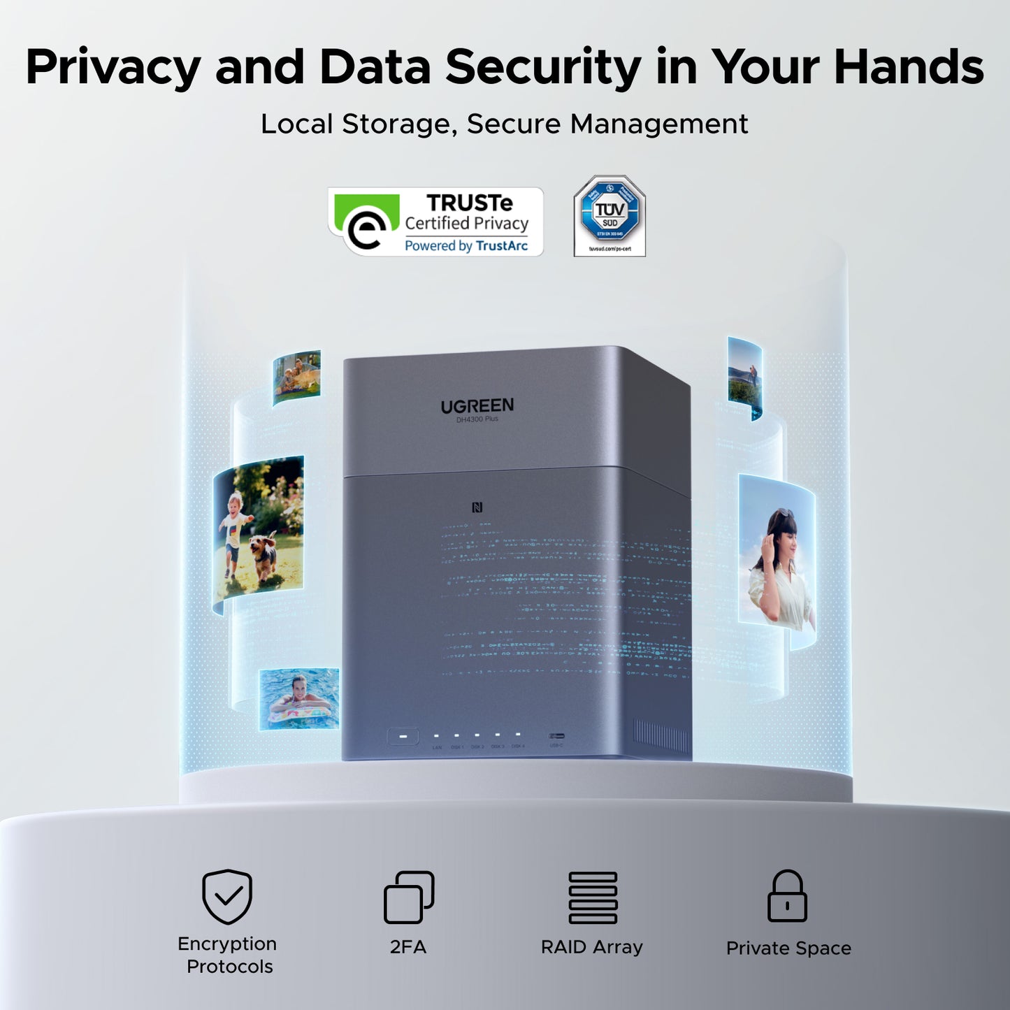 UGREEN NASync DH4300 Plus 4-Bay Desktop NAS, Support Capacity 120TB (Diskless), Remote Access, AI Photo Album, Beginner Friendly System, 8GB LPDDR4X RAM, 2.5GbE, 4K HDMI, Network Attached Storage