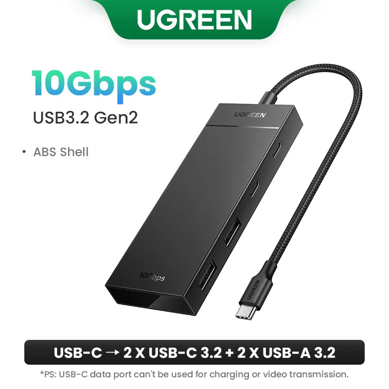 UGREEN USB C HUB 10Gbps Type-C 3.2 Gen2 USB Splitter USB C USB A Hub 4 USB Port 3.2 for MacBook Pro Air Type C Multiport Adapter