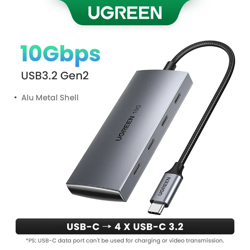 UGREEN USB C HUB 10Gbps Type-C 3.2 Gen2 USB Splitter USB C USB A Hub 4 USB Port 3.2 for MacBook Pro Air Type C Multiport Adapter