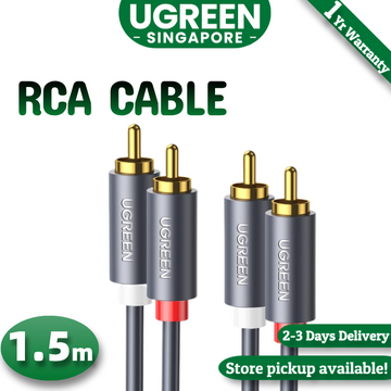 UGREEN RCA Cable, 2RCA Male to 2RCA Male Stereo Audio Cable Gold Plated Car Audio Subwoofer Adapter Dual Shielded Red and White Cord for Home Theater Amplifier Hi-Fi System Car Sound Speaker