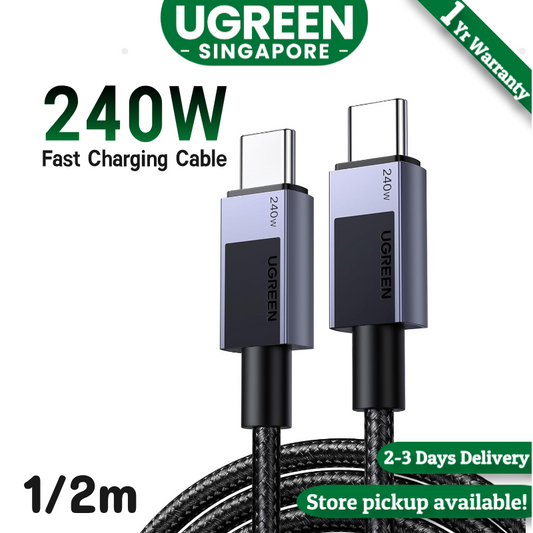 UGREEN 240W USB C Cable Fast Charging, Type C Power Delivery Cord, USB2.0 480Mbps for iPhone 16 Pro Max/15, MacBook Pro, iPad Pro, Dell XPS, Chromebook, Pixel 9/8, Galaxy S24/S23, Switch