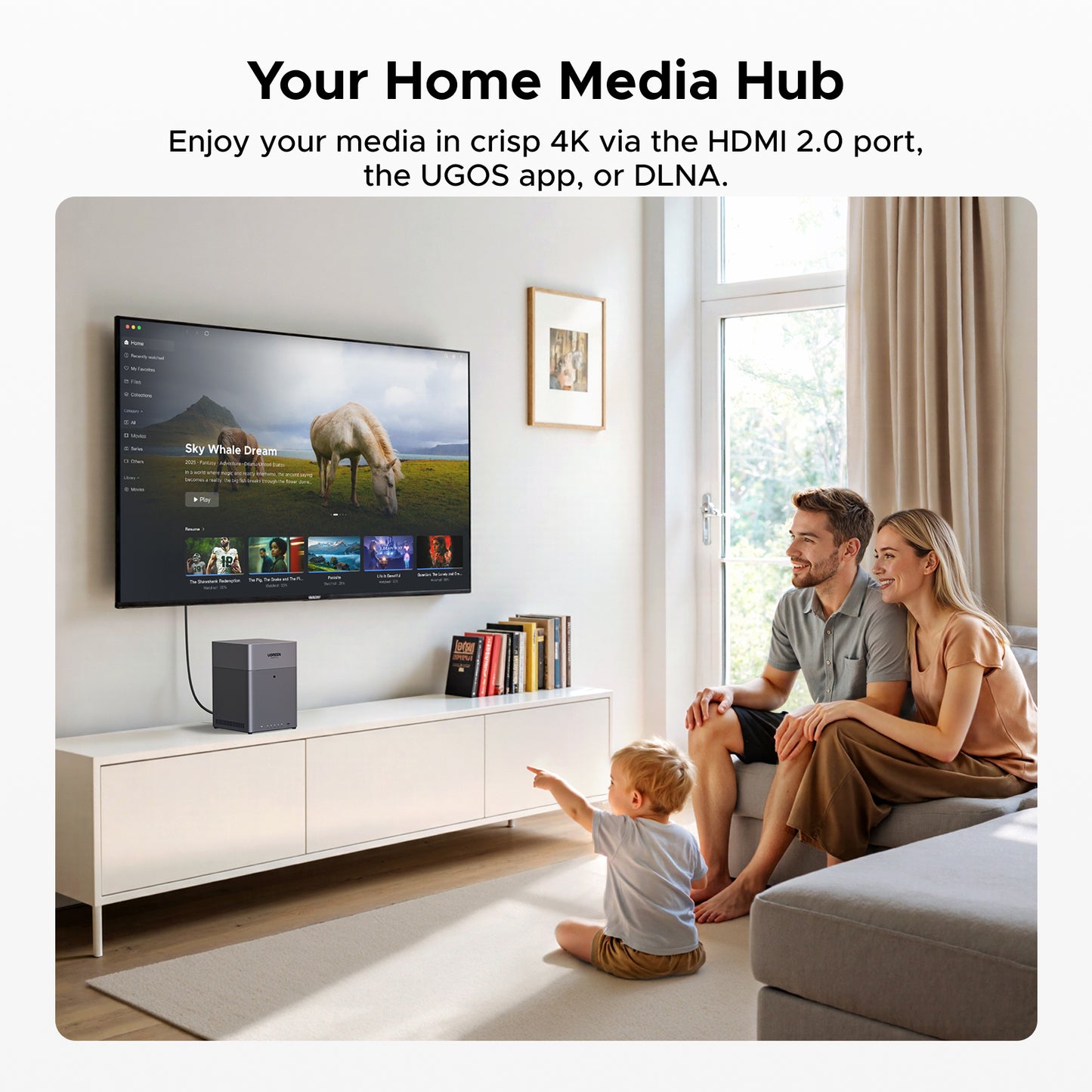 UGREEN NASync DH4300 Plus 4-Bay Desktop NAS, Support Capacity 120TB (Diskless), Remote Access, AI Photo Album, Beginner Friendly System, 8GB LPDDR4X RAM, 2.5GbE, 4K HDMI, Network Attached Storage