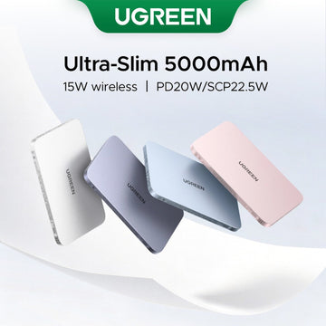 UGREEN Ultra Slim 5000mAh 15W Magnetic Wireless and PD 20W Type C Wired Charging Power Bank Fast Charging for iPhone 17 Pro Max 16 Pro Max Samsung S26 Ultra Thin Portable Powerbank