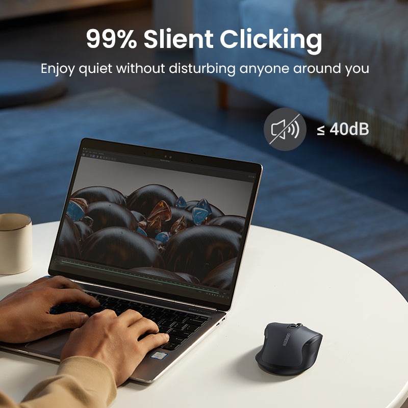 UGREEN Wireless Mouse, 6 Silent Buttons, 2.4G with USB Mini Receiver, 5 Level DPI Setting 4000DPI, Ambidextrous PC / Mac /Linux Laptop