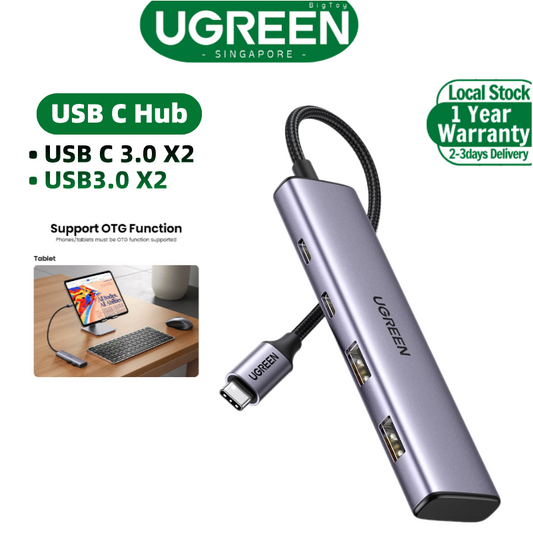 UGREEN 15395 USB C Hub, 4 Port USB C Splitter 5Gbps with 2 USB C and 2 USB A Data Port, Aluminium Type C to Multiple USB Adapter