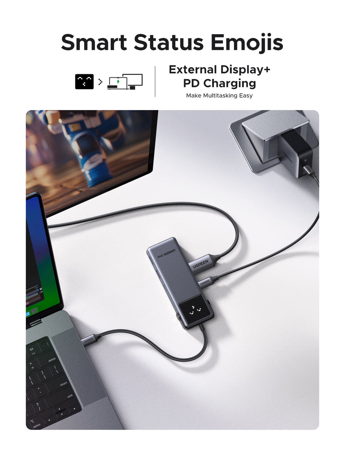 UGREEN Uno 7-in-1 USB-C Hub with One-Click Screen Lock & 20W PD Fast Charging (4K@60Hz)