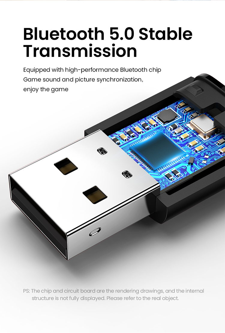 UGREEN 10928 USB Bluetooth 5.0 Transmitter Audio Adapterr Dongle Wireless Headphone for Switch,  Switch Life, PC Computer, PS5/PS4/PS4 Pro, Nintendo Switch Bluetooth Adapter Mode