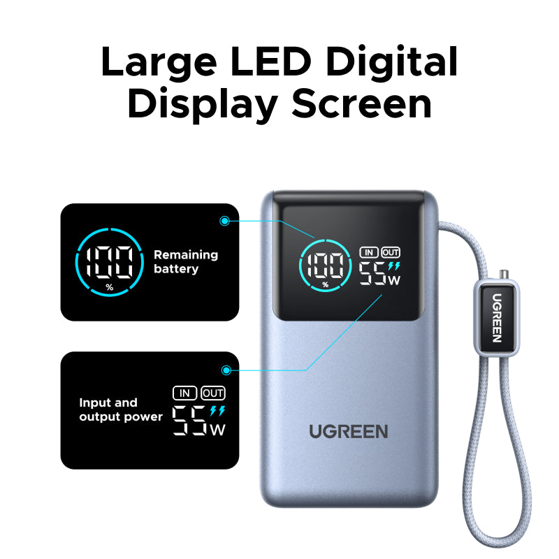 UGREEN 55W Fast Charging Power Bank 10000mAh | PD PPS QC | Xiaomi 55W & Samsung 45W | Digital Display