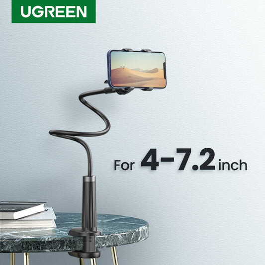 UGREEN 80906 Mobile Phone Holder for OPPO, VIVO, SAMSUNG, Realme, Huawei, Xiaomi, Redmi Arm Lazy Mobile Phone Goosneck Stand Holder for iPhone Flexible Bed Desk Table Clip Bracket for Smartphone