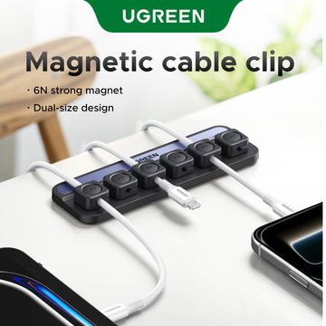 UGREEN 6PCS Magnetic Cable Holders 6N Strong Magnets with Super Adhesive Pads