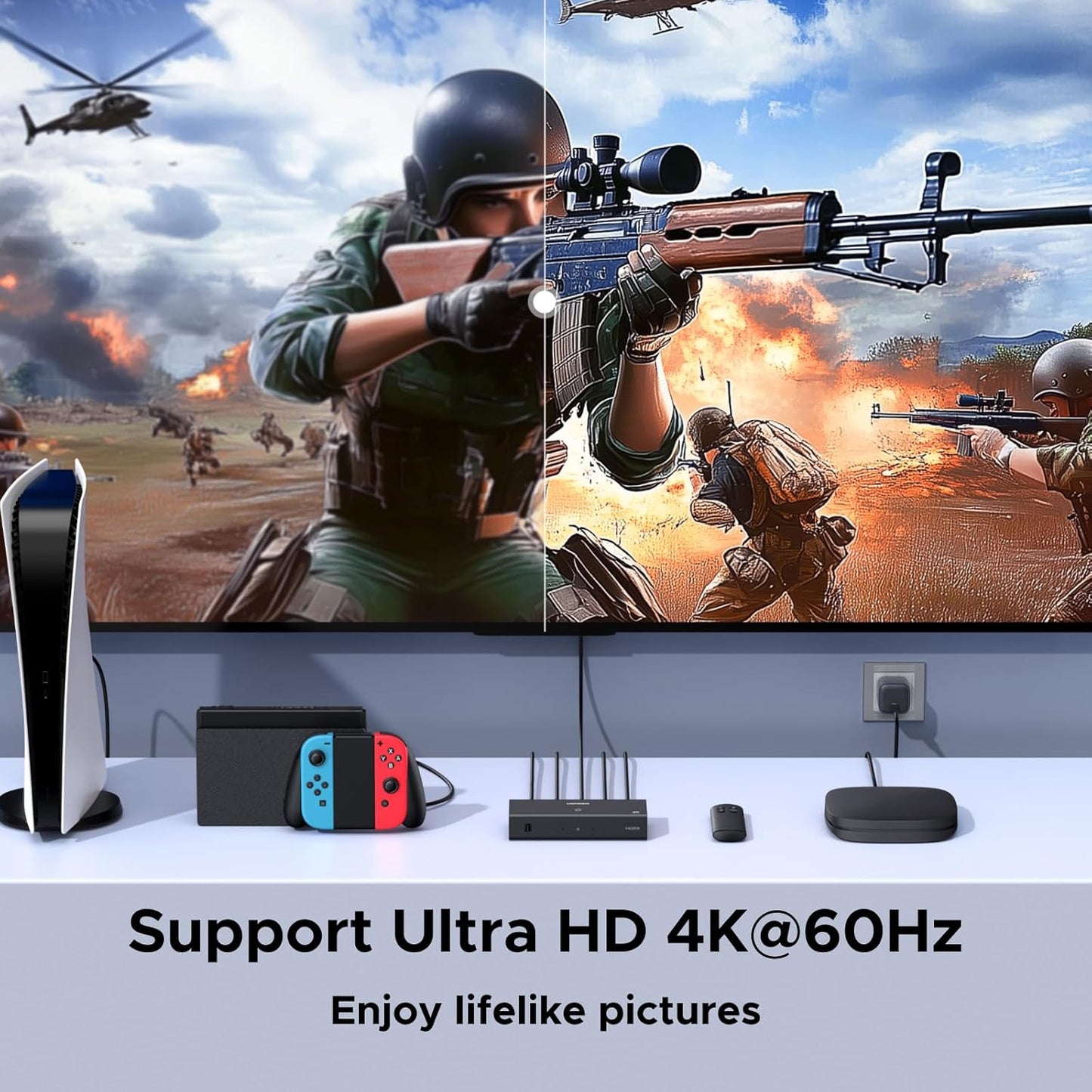 UGREEN HDMI Switch 3 in 1 Out 4K60Hz, HDMI Splitter with Remote Supports HDR10+ CEC HDCP2.2 Compatible with Nintendo Switch PS5/4/3 Xbox Roku TV Fire Stick Blu-Ray Player