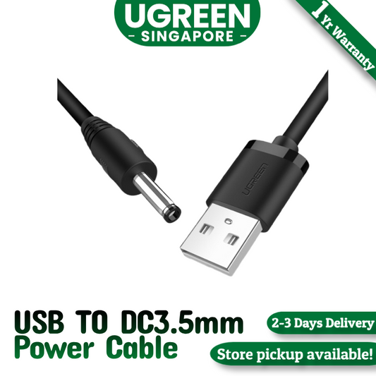 UGREEN 1M USB to DC 3.5mm Power Cable USB A Male to 3.5 Jack Connector 5V Power Supply Charger Adapter for HUB USB Fan Power Cable-1M