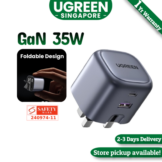 UGREEN 35W USB C Charger Nexode 2 Ports GaN II Fast Charger Block, PD3.0 Foldable Compact Charger for iPhone 16/15/14/13, iPad Pro, MacBook Air, Galaxy S24 Ultra/S23/S22 (PPS 25W), Pixel 9/8/7