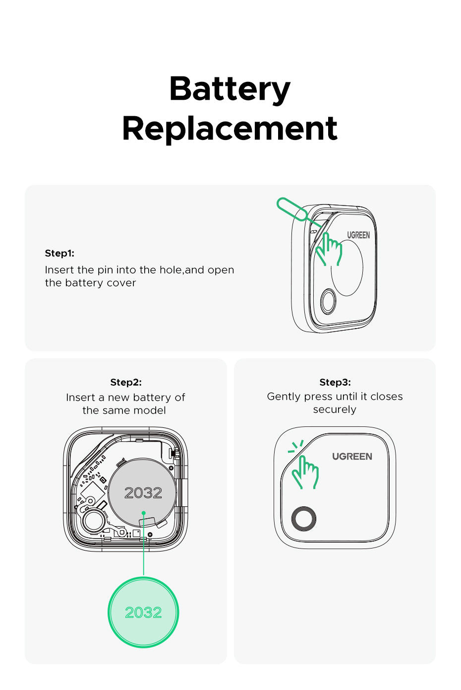 UGREEN Smart Tracker Apple FMN Anti-lost Device Basic Black Plastic Universal Structure Button Battery FMN Certification for IOS iPhone 16 15 13 Series