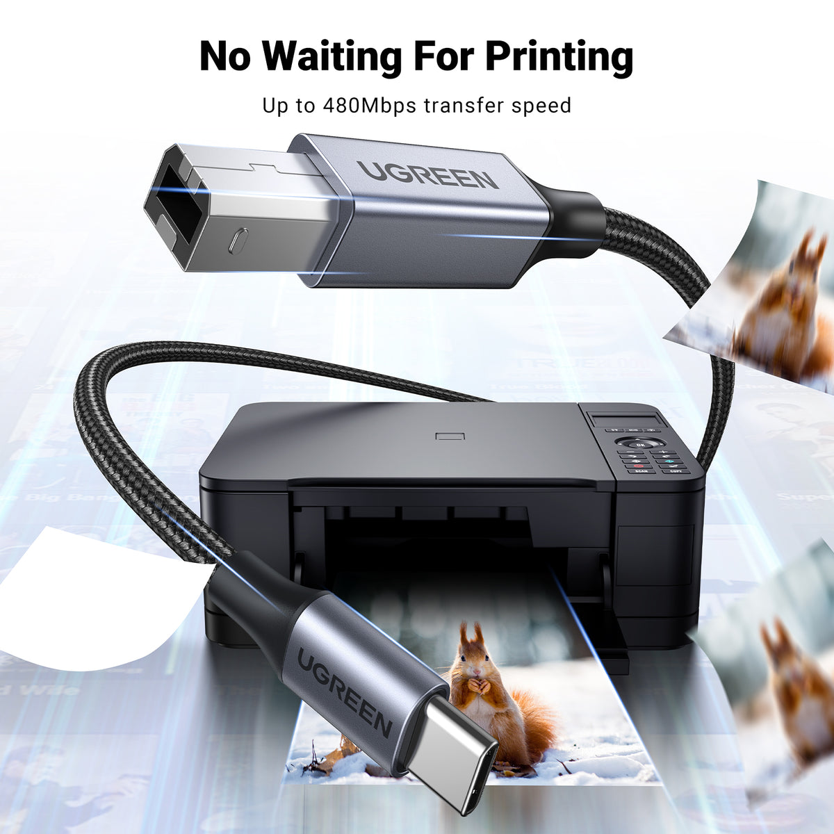 UGREEN USB Printer Cable USB 2.0 Type A to B Scanner Cord [1m to 3m] H ...