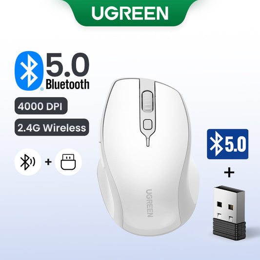 UGREEN 15629 Wireless Mouse Bluetooth 5.0 Ergonomic 4000 DPI 6 Mute Buttons For MacBook Computer Tablet Laptop PC 2.4G Wireless Mice