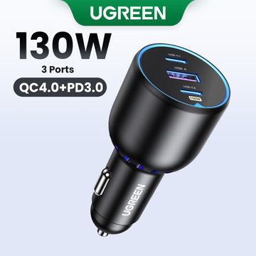 UGREEN 90413 130W Super Fast Car Charger with 100W PD 30W PD 22.5W FCP Fast Charging Ports