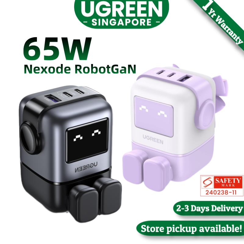 UGREEN Robot GaN 65W 3-Ports USB C USB A Fast Charger for iPhone 15 Pro Max/14/13/12//Macbook Air/iPad Pro/iPad Mini