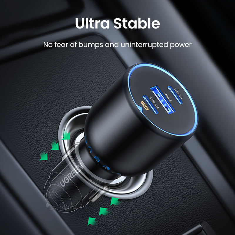 UGREEN 90413 130W Super Fast Car Charger with 100W PD 30W PD 22.5W FCP Fast Charging Ports