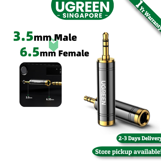 UGREEN 3.5mm to 6.35mm Female Audio Jack Plug Converter Headphone Adapter for Speaker Headphone, Guitar, Digital Piano