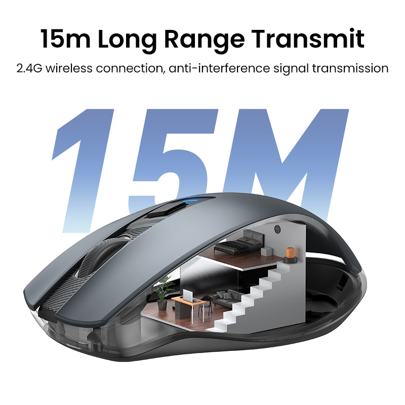 UGREEN Wireless Mouse, 6 Silent Buttons, 2.4G with USB Mini Receiver, 5 Level DPI Setting 4000DPI, Ambidextrous PC / Mac /Linux Laptop
