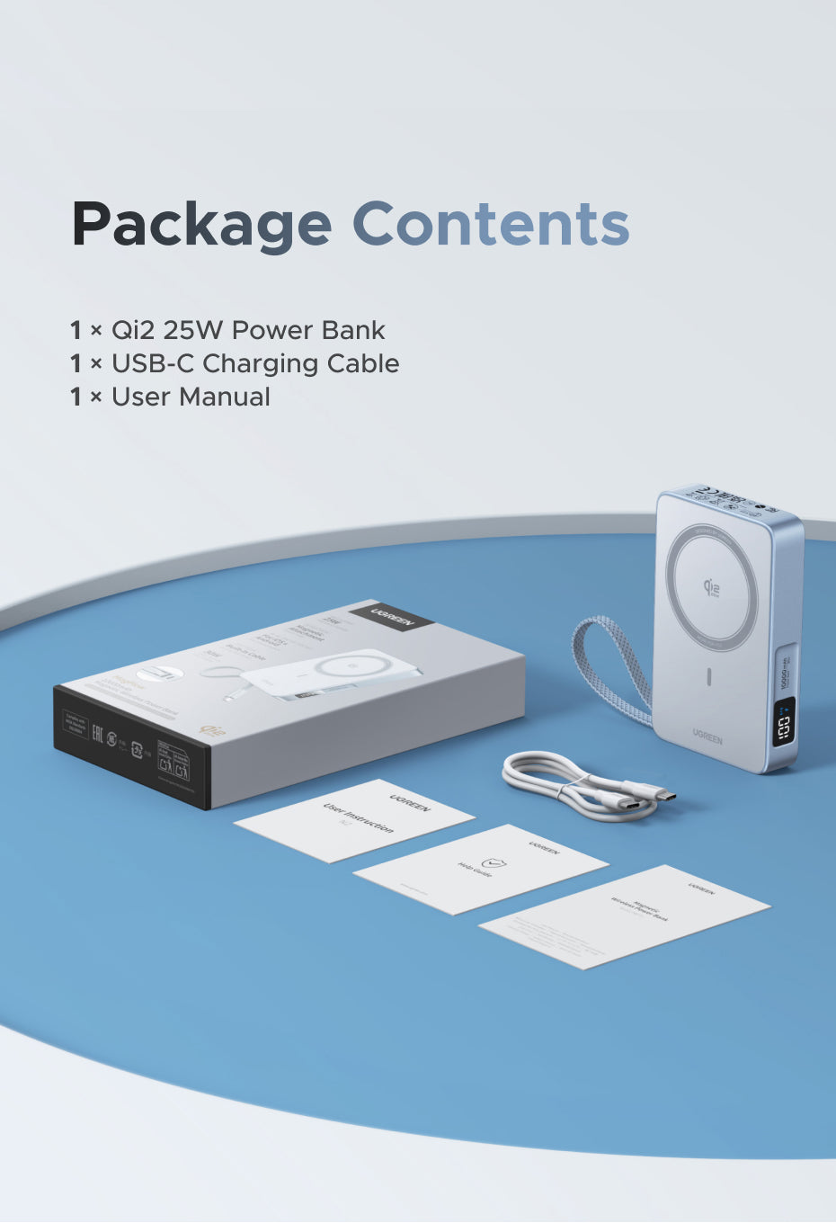 [3C Certified] UGREEN Qi2 25W MagFlow Magnetic Wireless Power Bank 10000mAh 30W PD Fast Charge with Built-in USB-C Cable, MagSafe Compatible for iPhone 16 15 14 Pro Max, Samsung S25 S24 Ultra