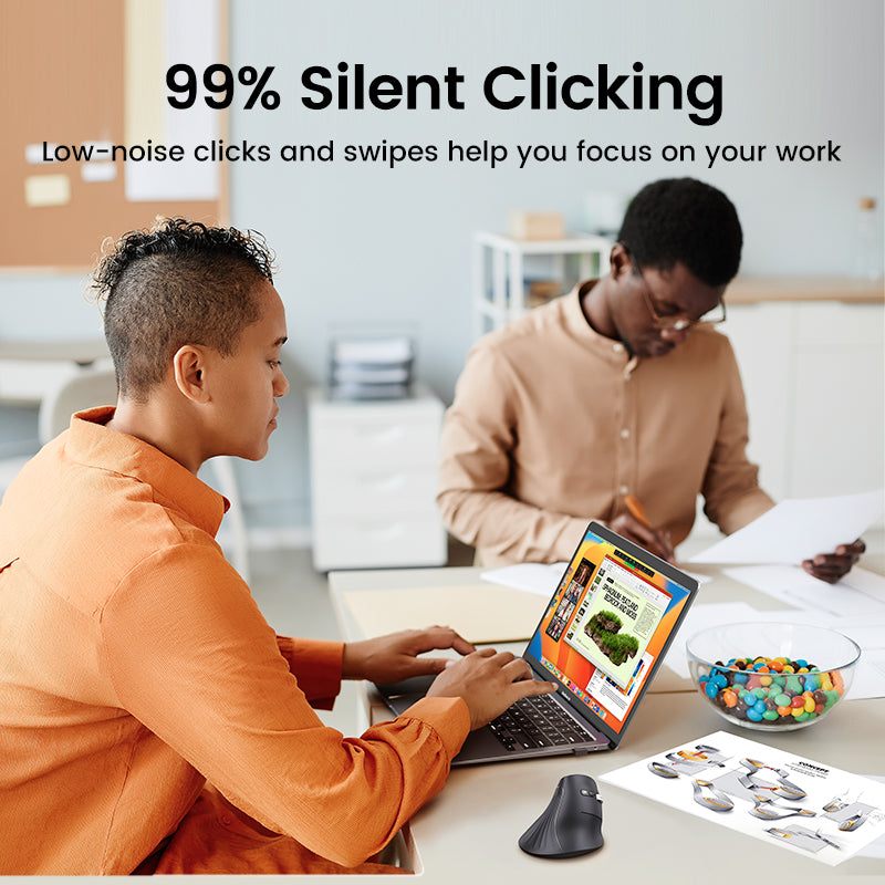 UGREEN Vertical Ergonomic Mouse, Bluetooth & 2.4G, Quiet clicks, 5 Buttons, 4000 DPI Wireless Mouse 4 Adjustable DPI, Silent Mouse for Laptop, Mac, Chromebook, PC, Windows, Black