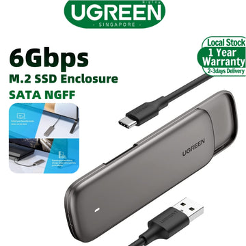 [M.2 SATA] UGREEN SSD Case M.2 Enclosure USB Type C Micro USB External Mobile Hard Disk Drive Box for M2 Sata 2230/2242/2260/2280 M.2 SSD Case