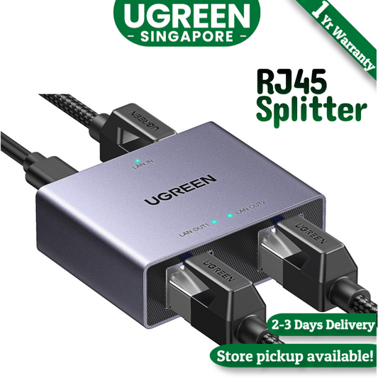 UGREEN 1000Mbps Gigabit Ethernet Splitter 1 to 2 Ports with USB Power Cable, High-Speed Internet Splitter for PC/Laptop/PS5/Xbox/Tv, 3FT Connector, Plug and Play