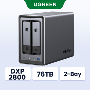 UGREEN NASync DXP 2800 2-Bay Desktop NAS, Intel N100 Quad-core CPU, 8GB DDR5 RAM, 2.5GbE, 2 * M.2 NVMe Slots, 4K HDMI, Network Attached Storage (HDD NOT INCLUDED)- NAS 2800