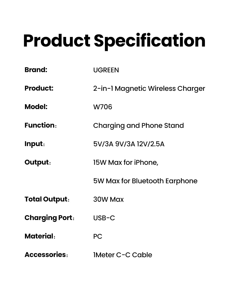 UGREEN 2-in-1 20W MagFlow Wireless Charger, 15W Fast Charging Stand for iPhone 16/15/14 Pro Max, 7.5W for iPhone 16/15 Plus, Compatible with AirPods Pro/Max, Xiaomi Air, Samsung S24 Ultra/S23, Galaxy Buds, Earphones, Phone Holder Included