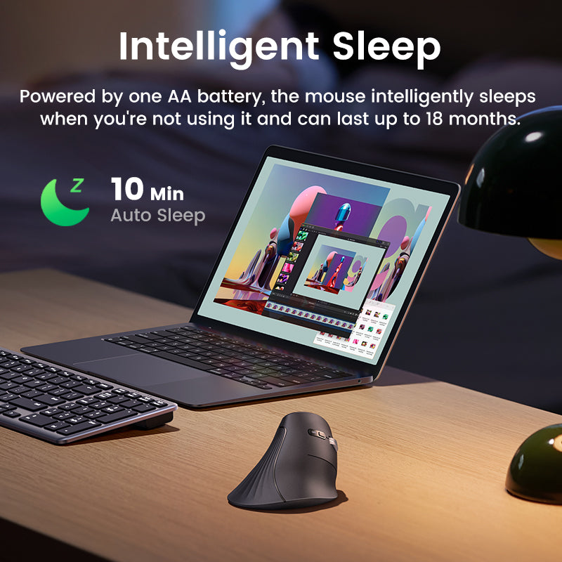 UGREEN Vertical Ergonomic Mouse, Bluetooth & 2.4G, Quiet clicks, 5 Buttons, 4000 DPI Wireless Mouse 4 Adjustable DPI, Silent Mouse for Laptop, Mac, Chromebook, PC, Windows, Black