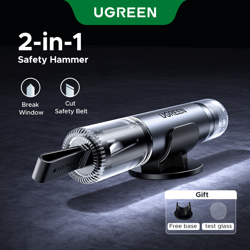 UGREEN Car Safety Hammer 2-in-1 Emergency Escape Tool [Glass Breaker + Seat Belt Cutter] Rapid Breaking Even Underwater, Handy Base for Quick Access, Essential Car Survival Kit