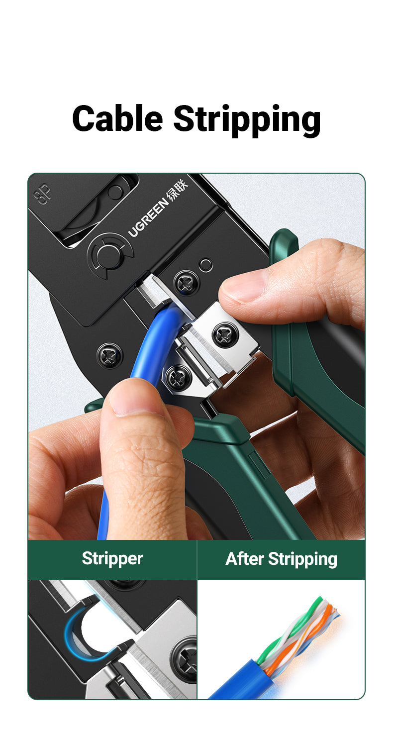 UGREEN RJ45 Crimper Tools RJ45 Crimping Pliers for CAT6/7/8 Ethernet Lan Cable Network Cutter Stripper Plier Multifuntion Tool