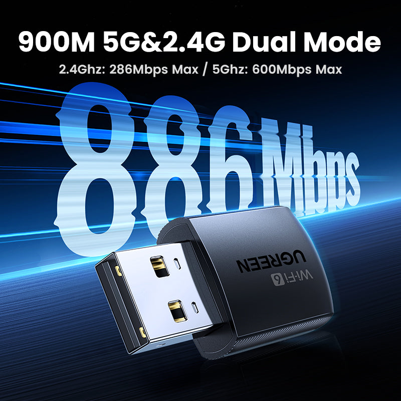 UGREEN 2.4G & 5G Wifi6 Wireless Adapter 1300Mbps 650Mbps USB WiFi Network Card for PC Computer USB WiFi Adapter USB Ethernet WiFi