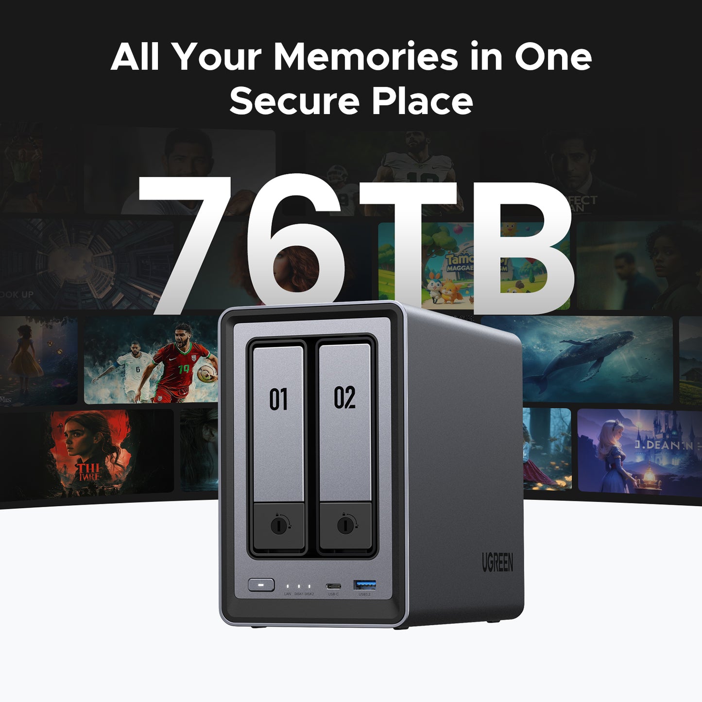 UGREEN NASync DXP2800 2-Bay Desktop NAS, Intel N100 Quad-core CPU, 8GB DDR5 RAM, 2.5GbE, 2 * M.2 NVMe Slots, 4K HDMI, Network Attached Storage (Diskless)