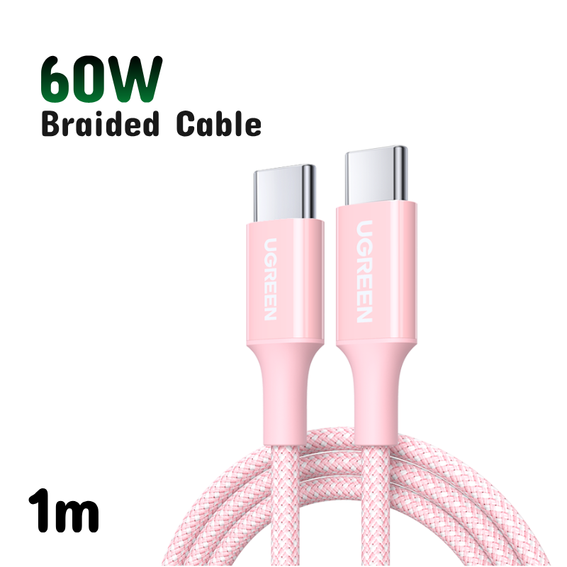 UGREEN 60W USB C to USB C Charger Cable, Type C PD Fast Charging Braided Cord, Compatible with iPhone 16 Pro Max/15, Galaxy S24 S23, MacBook Pro, iPad Pro 2024, Pixel9, Chromebook, Switch