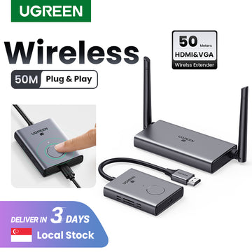 UGREEN 50M Wireless HDMI Extender Video Transmitter & Receiver Kit 5G Transmits HDMI VGA Point to Point Connection for TV PC PS5/4 Monitor