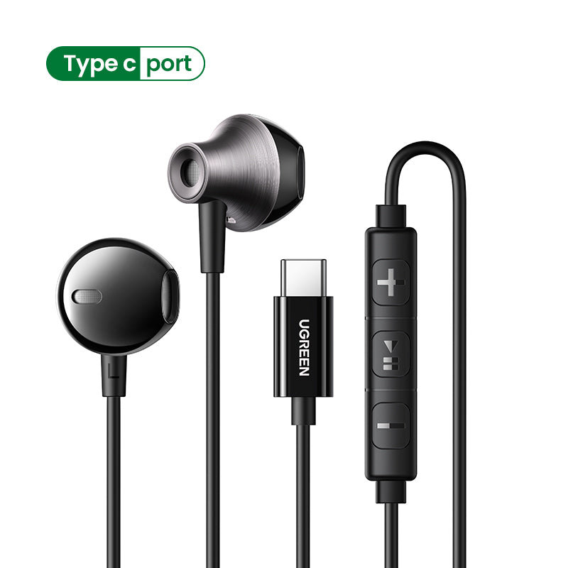 UGREEN In-Ear Earphones 3.5mm Type C Stereo Bass Wired Headphones HIFI Earphones with Mic for Samsung S24 S23 Ultra iPhone16/15 Pro Max