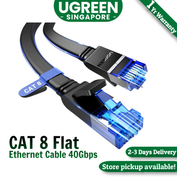 UGREEN Ethernet Cable 7.5m, Cat 8 Ethernet Cable with 40Gbps 2000Mhz High Speed, Shielded Heavy Duty Flat Internet Cable Compatible for Gaming PC PS4/5/6 Xbox Modem Router, Include 20 Cable clipes