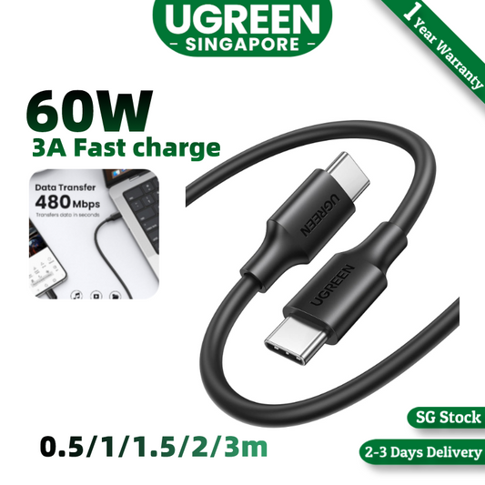 UGREEN  USB C to USB C Charger Cable, 60W PD Fast Charging Cord, 3A Type C Cable