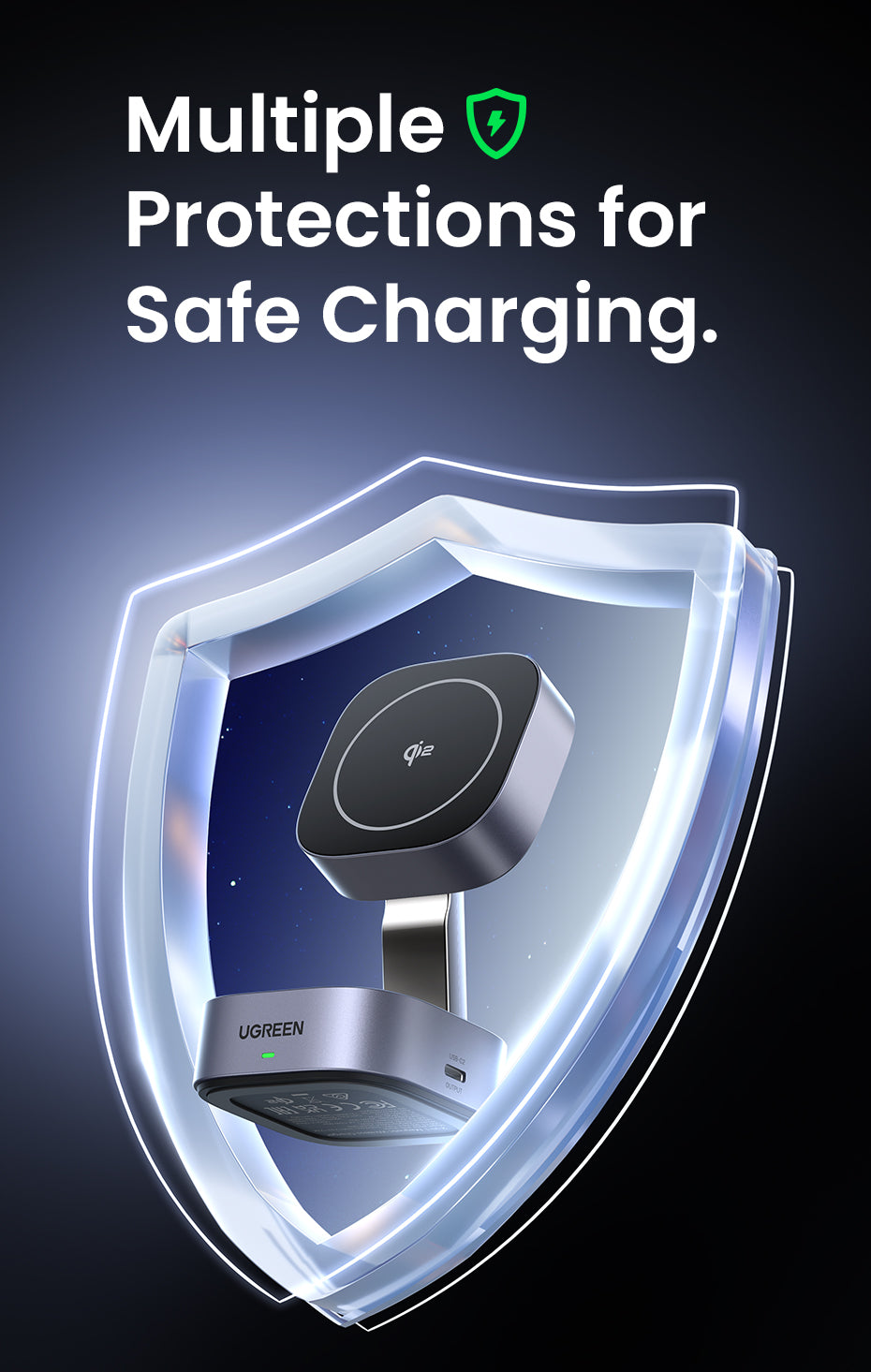 UGREEN 2-IN-1 25W MagFlow Wireless Charger for iPhone 16 15 Pro Max iPhone 16 15 Plus AirPods Pro/Max Xiaomi Samsung S25 S24 Ultra Samsung Earphone Huawei