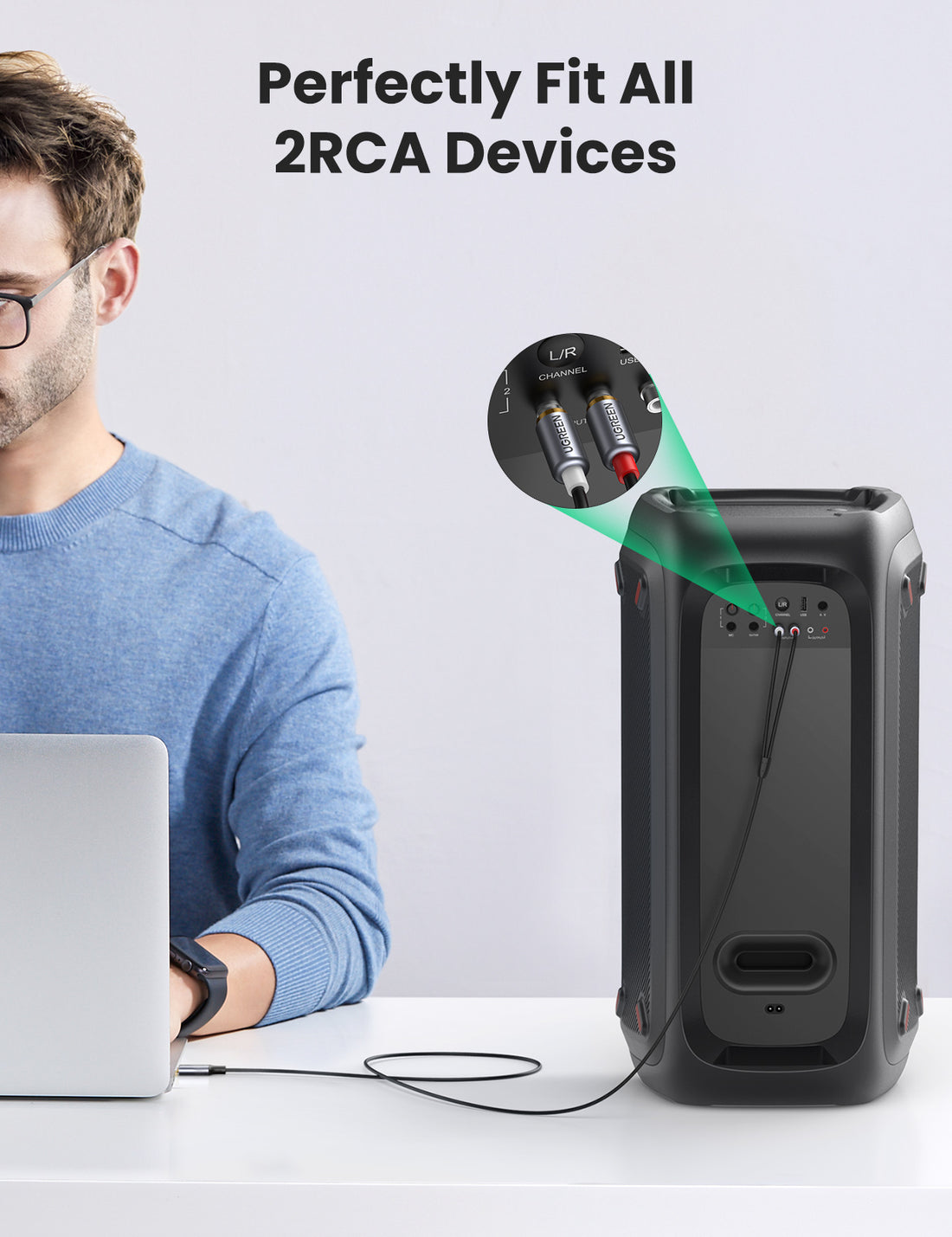 UGREEN USB C to RCA Audio Cable Built-in DAC Type C to 2RCA Male Stereo Jack Aux Cord for iPhone 17 16 Pro Max Galaxy S26 S25 Ultra Pixel iPad Speaker Amplifier Car