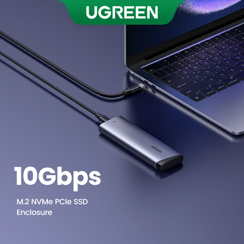 UGREEN M.2 NVMe SATA SSD Enclosure 10Gbps USB 3.2 Gen 2 for M and M&B Key Solid State Drive External Case Support UASP & Trim in Size 2230/2242 /2260/2280 SSDs
