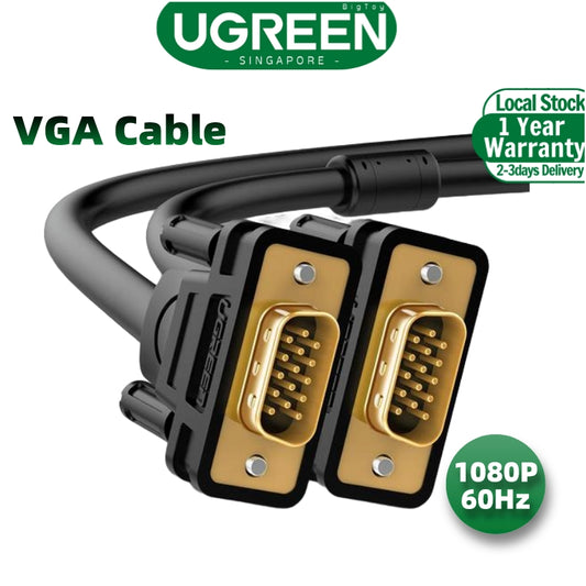 UGREEN 11646 VGA SVGA HD15 Male to Male Video Coaxial Monitor Cable with Ferrite Cores Gold Plated Connectors Support 1080P Full HD