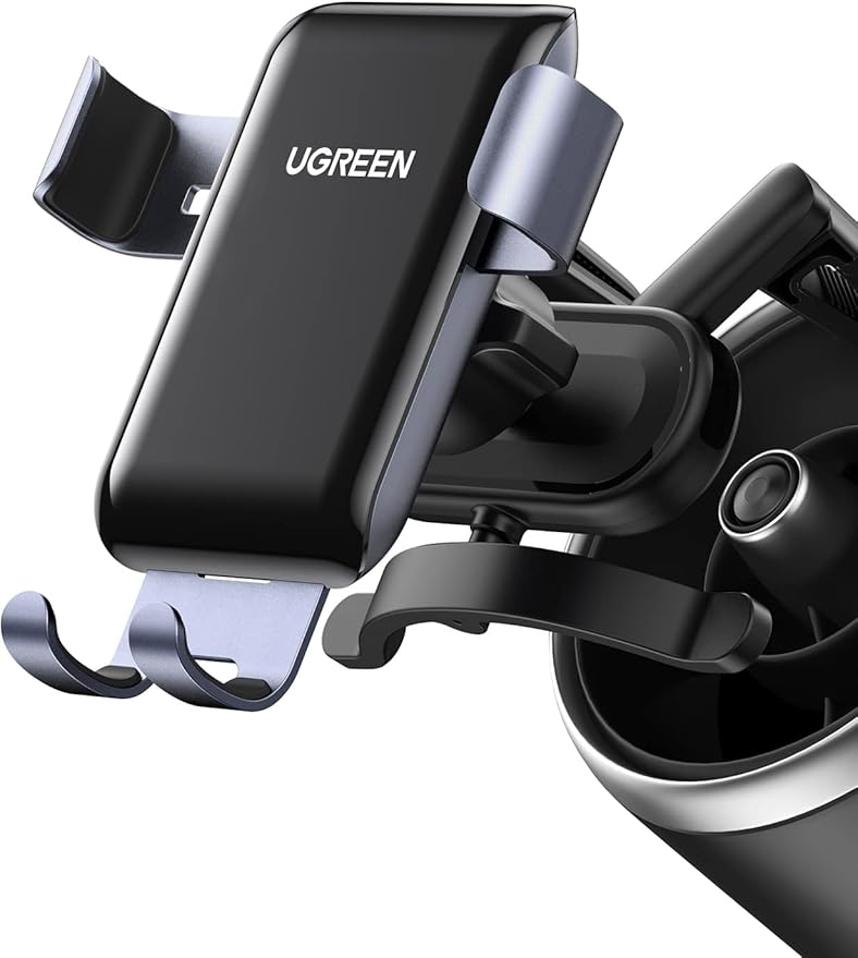 UGREEN Car Phone Holder Air Vent Gravity Phone Mount Suitable for Round Vent Compatible with iPhone 15 Pro Max 14 13 12 11 Pro Max SE XS XR, Galaxy S23 S22 S21 S20 FE S10 S9, P60 P50 P40