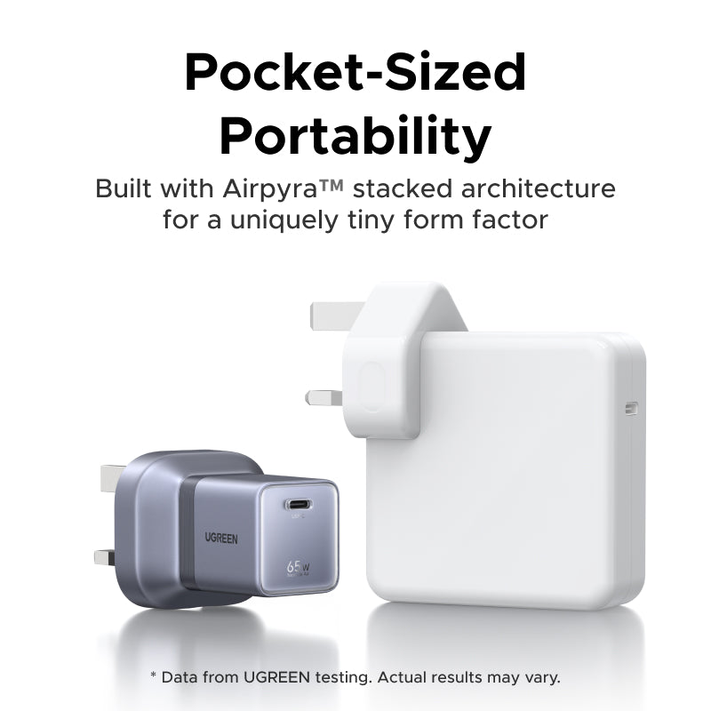 【Nexode Air】UGREEN 65W GaN Ultra Mini Foldable Charger USB C Port Charger Fast Wall Charger with QC PD Portable for iPad Pro iPhone 17 16 15 Pro Max iPhone 16 15 Plus Samsung S26 Ultra S25 Switch 2