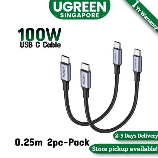 UGREEN 2 Pack 100W USB C to USB C Cable 0.25M USBC to USBC PD Fast Charging Type C Charger Cable for iPhone 16 Pro Max, MacBook Pro, iPad Pro, Dell, Matebook, Chromebook, Pixel, Galaxy S25 S24, Switch